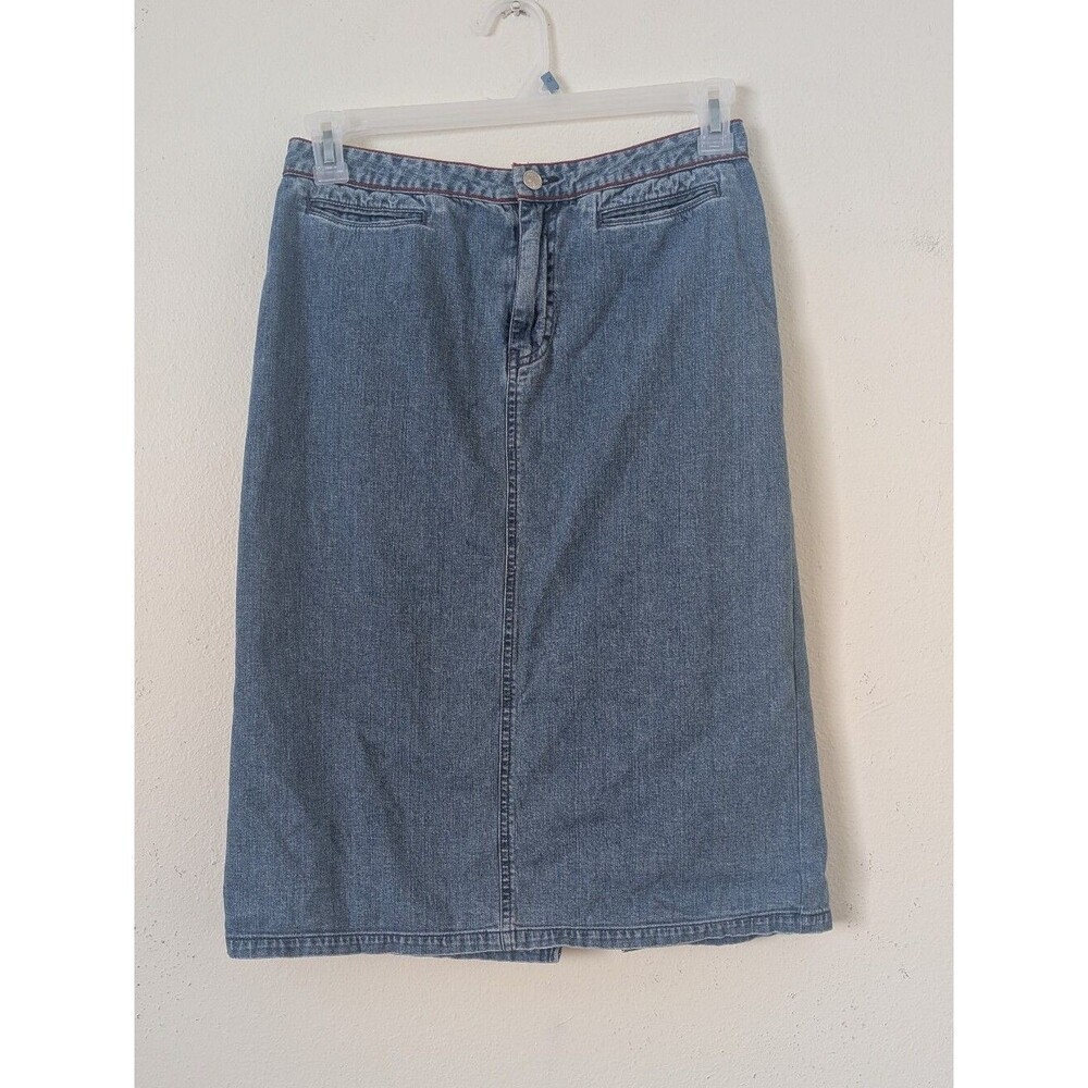 Tommy Hilfiger Jeans Y2K Denim Skirt, Below Knee, Size 6 Medium Wash Low Rise